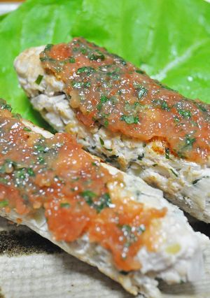 鶏つくね　梅しそのせ-レシピのメイン写真
