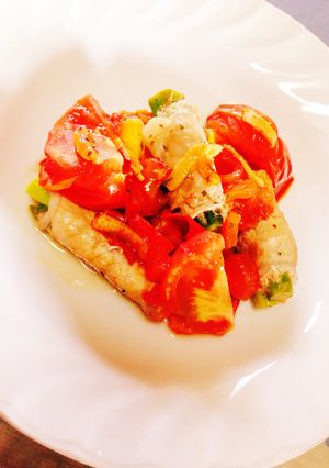 豚ロースの野菜巻き~トマト炒め煮~-レシピのメイン写真