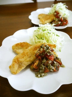 鶏ささみのソテー♪バジルトマト添え♪-レシピのメイン写真