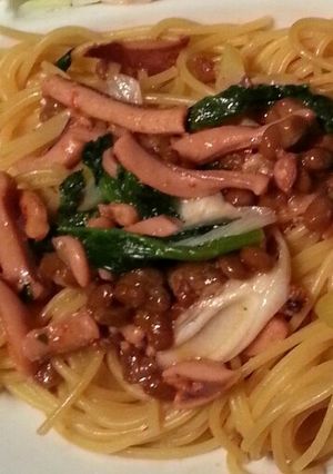 簡単！☆納豆と塩辛のパスタ☆-レシピのメイン写真
