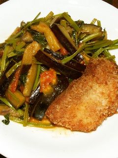 空心菜と茄子の炒め物-レシピのメイン写真