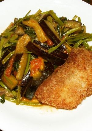 空心菜と茄子の炒め物-レシピのメイン写真
