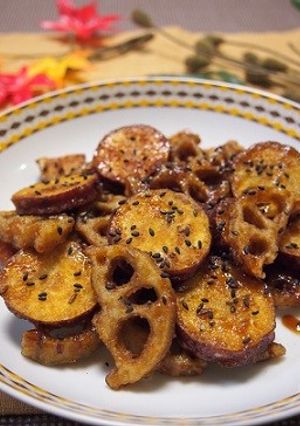 さつま芋とレンコンの甘辛炒めクミン風味-レシピのメイン写真