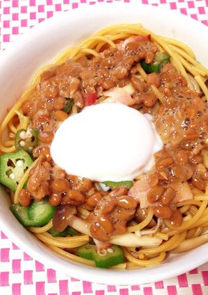 ＊オクラきのこベーコン納豆パスタ＊-レシピのメイン写真