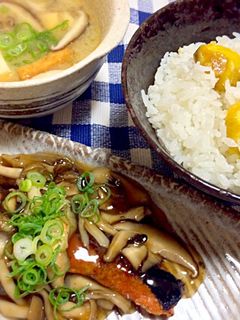 秋鮭のきのこあんかけ 栗ご飯 秋の和定食-レシピのメイン写真