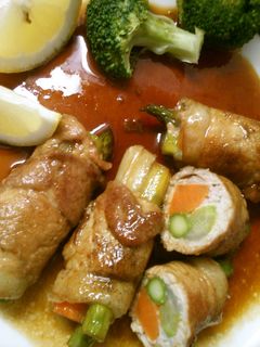 豚肉の アスパラ ごぼう 照り焼き巻き-レシピのメイン写真