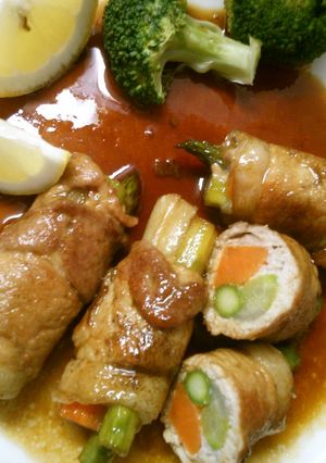 豚肉の アスパラ ごぼう 照り焼き巻き-レシピのメイン写真