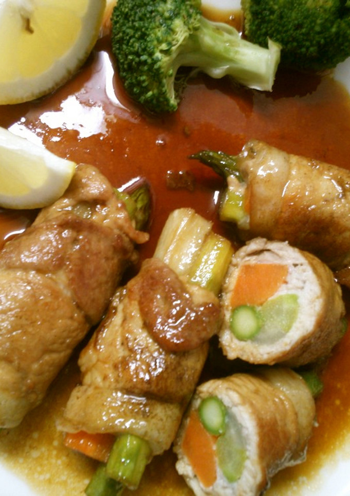 豚肉の アスパラ ごぼう 照り焼き巻き-レシピのメイン写真