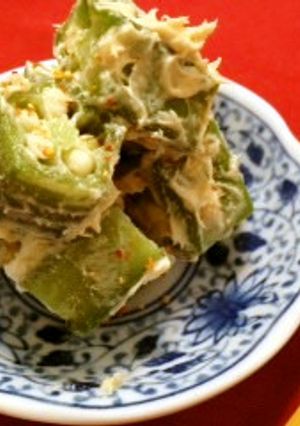 日本酒のおつまみ＊オクラの味噌チーズ和え-レシピのメイン写真