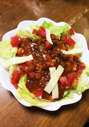 パスタ用ミートソースで簡単♪タコライス-レシピのメイン写真