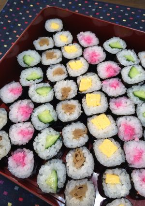 ☆彩り細巻き☆ 太巻き材料で-レシピのメイン写真