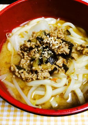 【暖レシピ】ナス入餡かけ味噌煮込みうどん-レシピのメイン写真