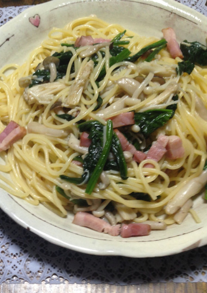 きのことほうれん草の和風パスタ-レシピのメイン写真