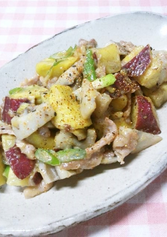 さつま芋と蓮根と豚肉の味噌マヨ炒め✿-レシピのメイン写真