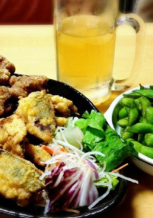 鰺の天麩羅＋唐揚げ＋枝豆(♡˙︶˙♡)-レシピのメイン写真