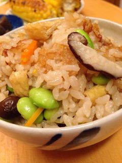 枝豆と茸と油揚げの炊き込みご飯-レシピのメイン写真