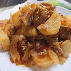 A picture of 長芋が美味!豚肉のキムチ炒め.