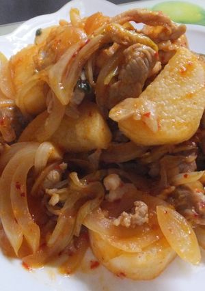 長芋が美味！豚肉のキムチ炒め-レシピのメイン写真