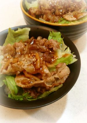 ガーリックバターしょうゆで！肉食系豚丼-レシピのメイン写真