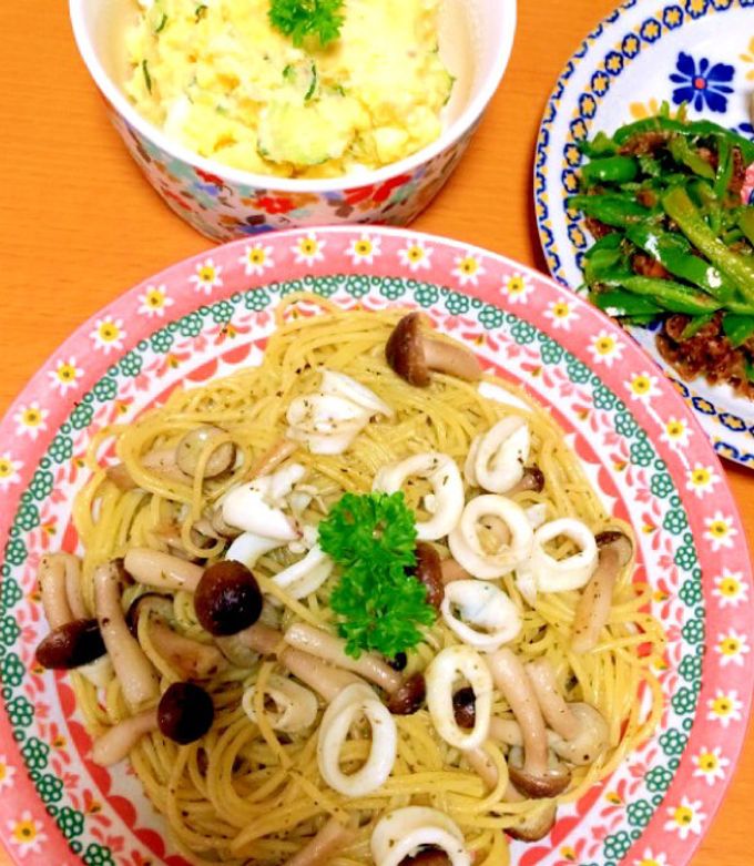 小いかとしめじのバジルパスタ-レシピのメイン写真