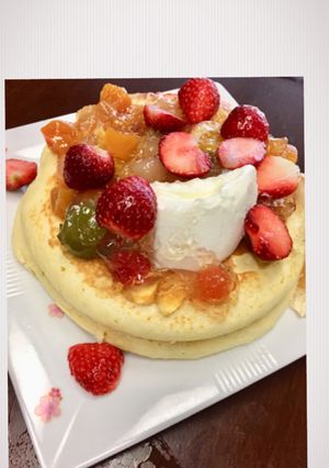 ホエーでもちもち米粉パンケーキ2枚分-レシピのメイン写真