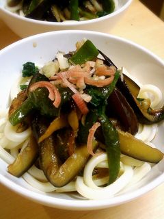 ナス&ピーマンの焼きびたしぶっかけうどん-レシピのメイン写真