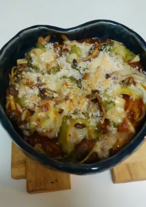 ゴーヤとしめじの焼きスパゲッティ-レシピのメイン写真