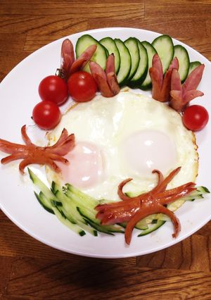 蟹さんウインナーの朝食-レシピのメイン写真