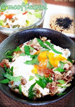 簡単！塩豚目玉焼き丼♪-レシピのメイン写真