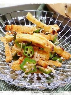 オクラとカリカリ油揚げの生姜醤油和え-レシピのメイン写真