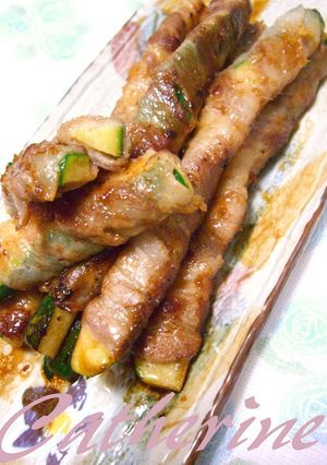 ★　ズッキーニの豚バラ巻き・生姜焼き風　-レシピのメイン写真