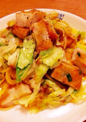 キャベツと練り物の和風パスタ。-レシピのメイン写真