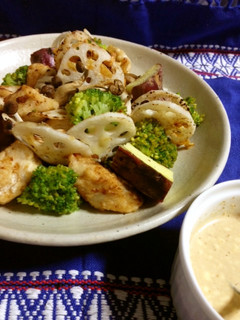 簡単ボリューム低カロリー焼き鶏胸と温野菜-レシピのメイン写真