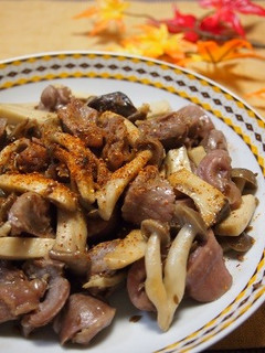 クミン風味♡砂肝ときのこのピリ辛炒め-レシピのメイン写真