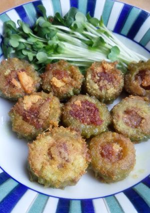 夏味♡ゴーヤの肉詰め☆チーズカレー味-レシピのメイン写真