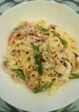 ベーコンとインゲンのクリームパスタ-レシピのメイン写真