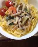 簡単秋のクリームパスタ フィットチーネ