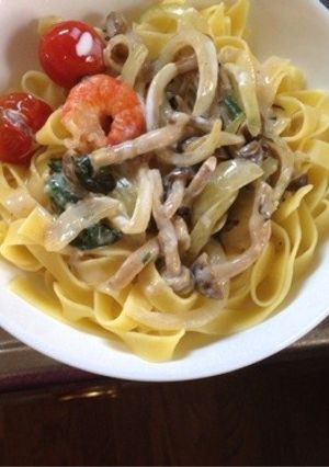 簡単秋のクリームパスタ フィットチーネ-レシピのメイン写真