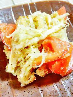 キャベツと炙りうす揚げ・トマトの酢の物♪-レシピのメイン写真
