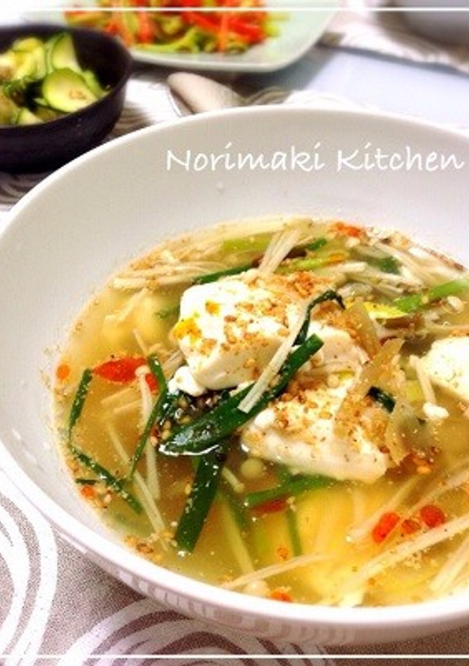 簡単10分☆葱と豆腐の搾菜ごまスープ-レシピのメイン写真