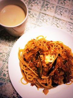 茄子とモッツァレラのミートソースパスタ-レシピのメイン写真