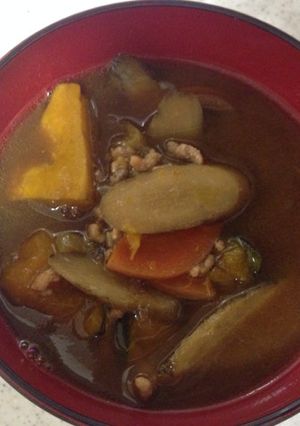 かぼちゃの煮物☆リメイク♪味噌汁-レシピのメイン写真