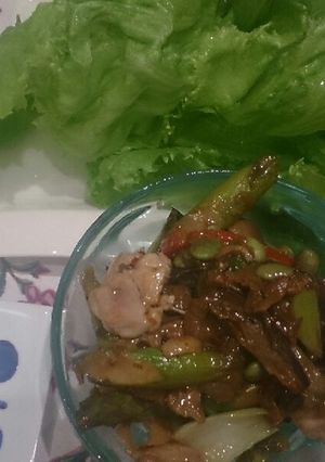 中華風＊鶏肉と秋野菜の炒めレタス包み-レシピのメイン写真
