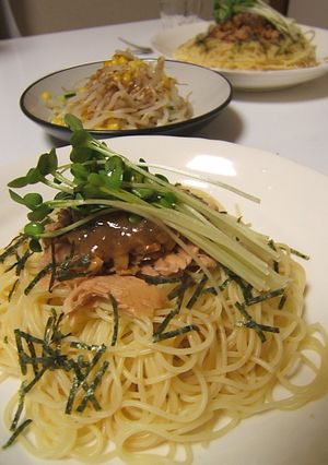 ツナ納豆パスタ　梅味-レシピのメイン写真