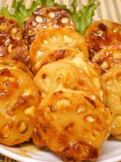 蓮根のはさみ焼き(甘辛ダレ)-レシピのメイン写真