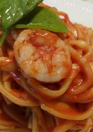 激旨！エビとモッツァレラのトマトパスタ-レシピのメイン写真