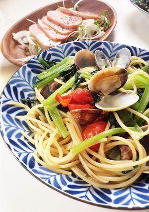 あさりと小松菜のペペロンチーノ-レシピのメイン写真