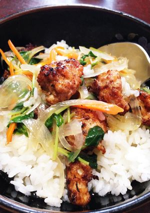 鶏ミンチ団子の中華丼-レシピのメイン写真