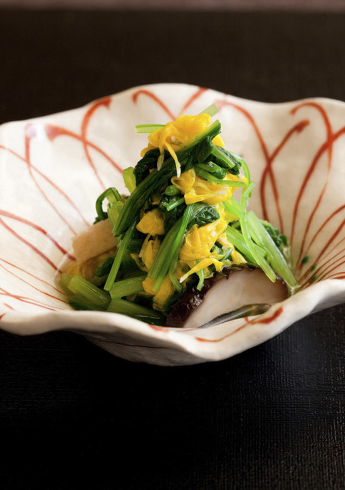 菊とみぶ菜のおひたし-レシピのメイン写真