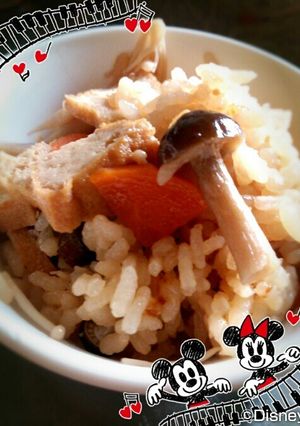 厚揚げときのこの炊き込みご飯♡-レシピのメイン写真